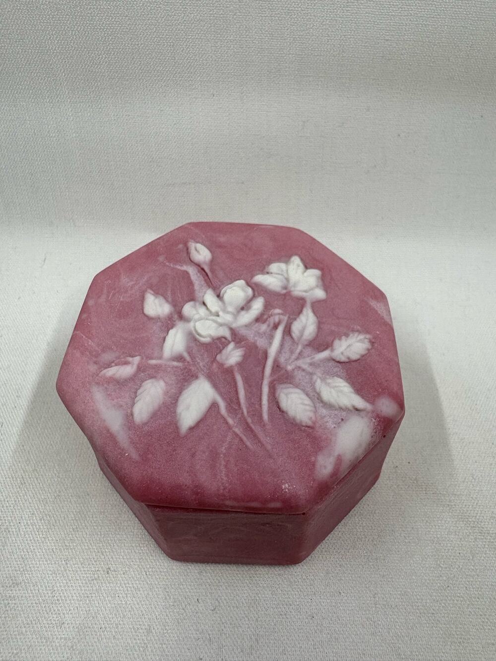 Vtg Robert Nemith Soapstone Pink Trinket Box